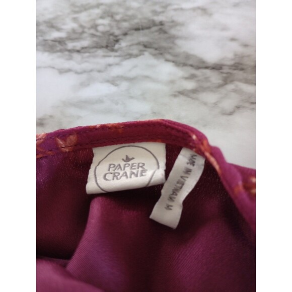 Paper Crane Burgundy Floral Babydoll Blouse Long Sleeve Semi Sheer Sleeve Size M - Picture 5 of 8